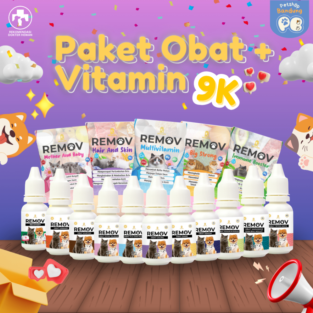TERMURAH Obat Kucing Anjing Obati Cacing Mata Telinga Diare Flu Urinary Muntah Demam Remov