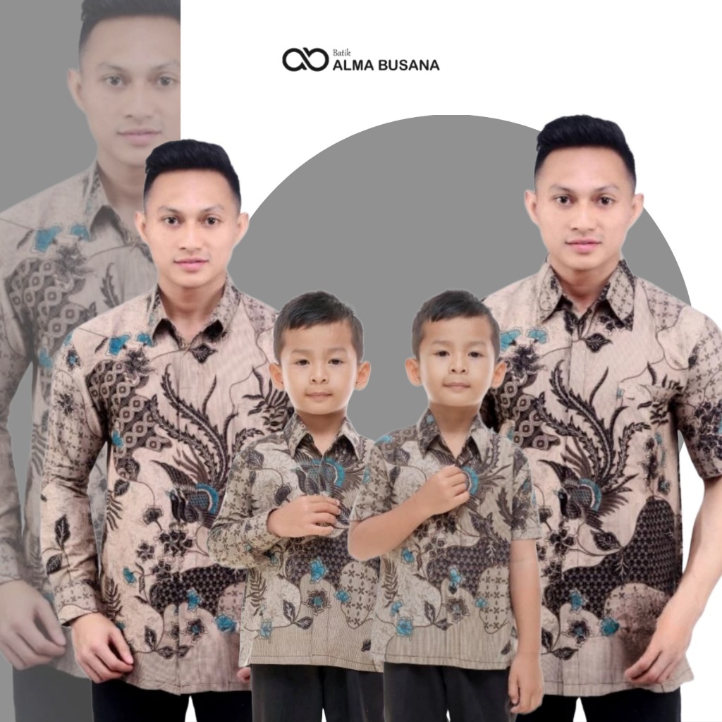 Kemeja Batik Anak Laki Laki Warna Coklat Mocca Batik Pria Lengan Panjang Dewasa Couple Batik Ayah da