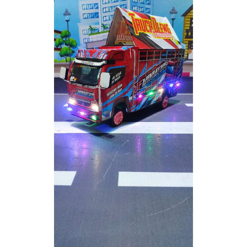 miniatur truk oleng / miniatur truk oleng lampu / mainan anak truk oleng