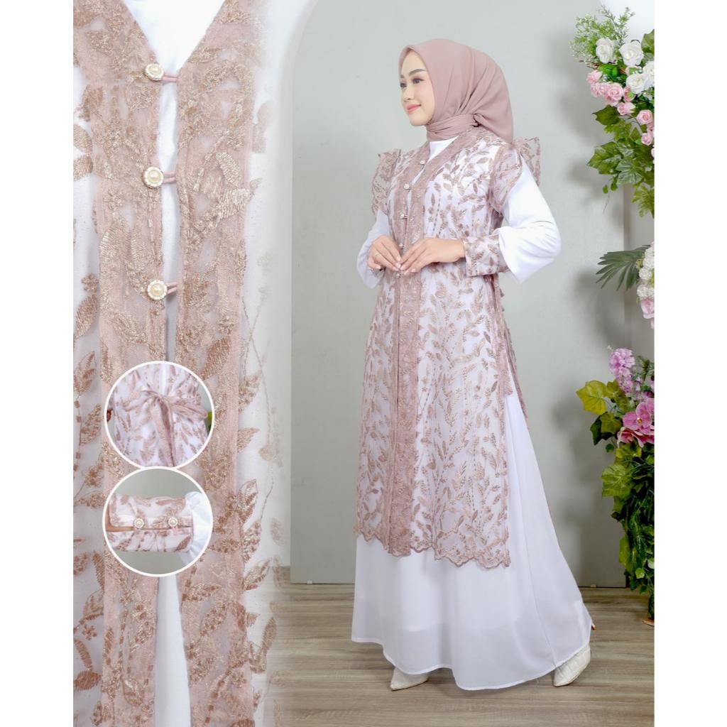 Gamis Wanita Terbaru 2026 Seragam Pengajian Ibuibu Gams Kondangan 1 Set Baju Ghamis Rompi Dress Mode