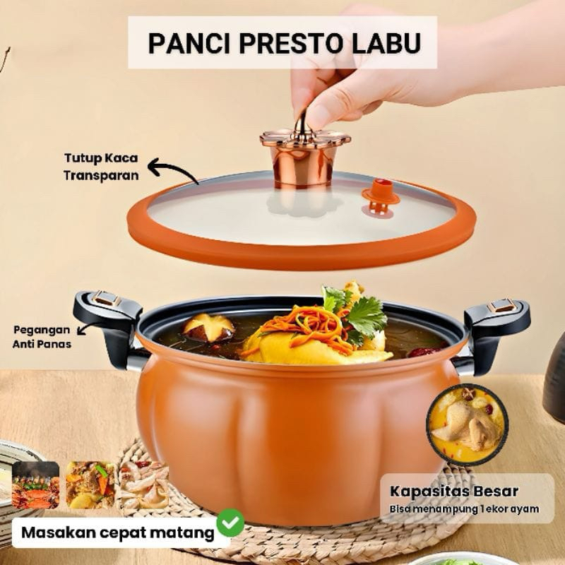 Panci Presto Model Labu Besar - Panci Presto Labu 7.5 Liter - Panci Presto Viral Labu Besar - Panci 