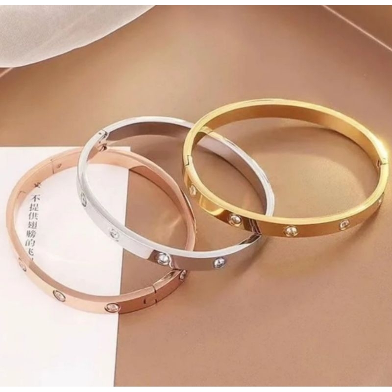 Gelang Cartier Slim Wanita Titanium Premium Impor Anti Karat Fashion Korea Style - Bacelets