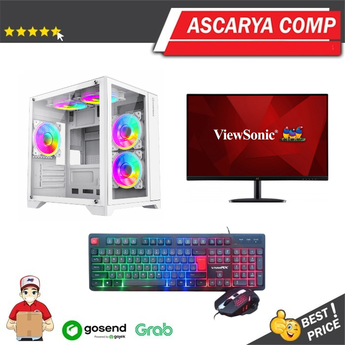 PC GAMING Lengkap Ryzen 5 5600G + Monitor LED 24Inch + Keyboard Mouse Gaming