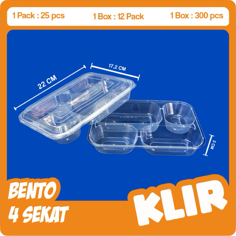 Thinwall Bento 4 Sekat / Thinwall Kotak Makanan Plastik