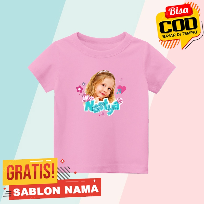 Baju Kaos Anak Like Nastya  / Kaos Anak Laki Laki & Perempuan Custom Nama Like Nastya