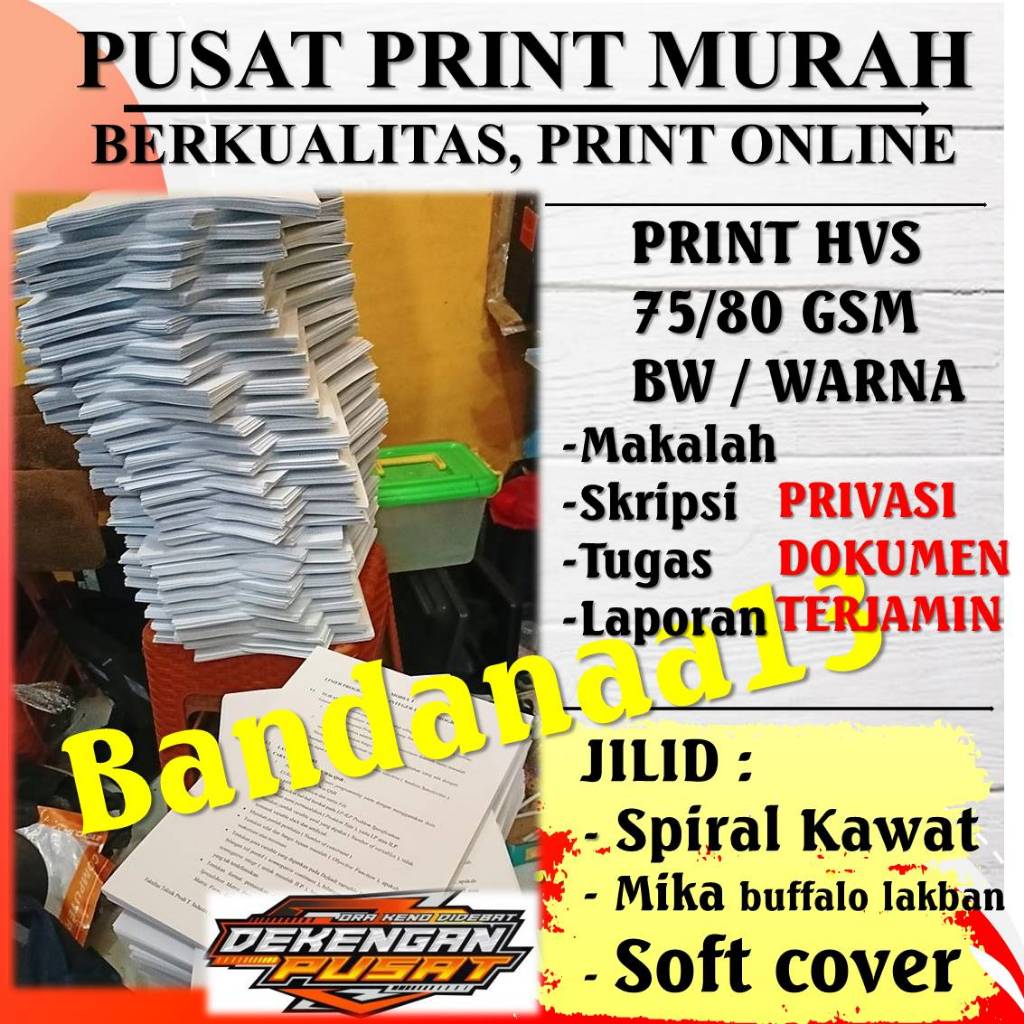

PRINT A4 / Cetak Kertas A4 , buku, makalah, skripsi, tugas, soal A4 BW/COLOR, BEST PRICE TERMURAH