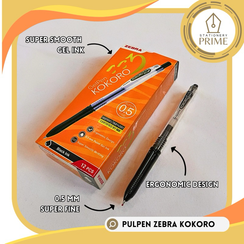 

Pulpen Zebra KOKORO Gel Black Ink / Tinta Hitam 0,5 mm Super Fine Tip (Isi 12 Pcs) Japan Quality