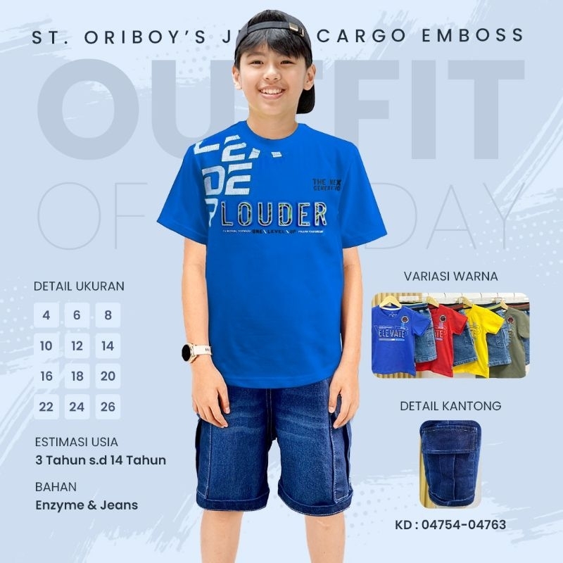 [2-14th] - SETELAN CELANA JEANS CARGO EMBOSS YESS KIDS ORYBOYS ORIBOYS ORI BOYS ORY BOYS 2 3 4 5 6 7