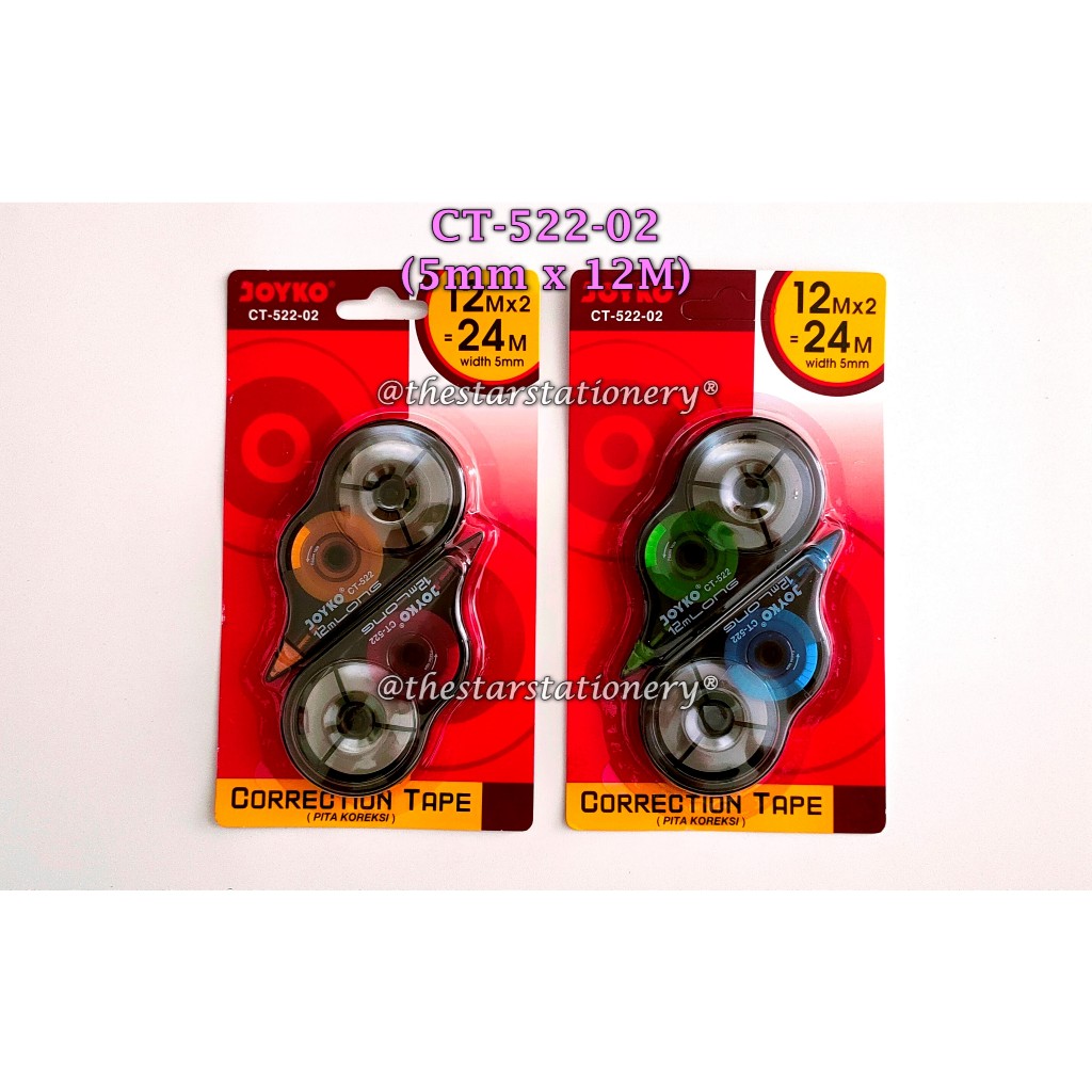 

(1 Set isi 2 Biji) Correction Tape Joyko CT-522-02 (12 m x 5 mm) / Pita Koreksi Joyko CT-522