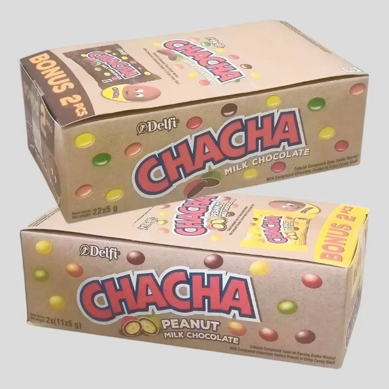 

Delfi Chacha cokelat/peanut isi 20+2 sachet