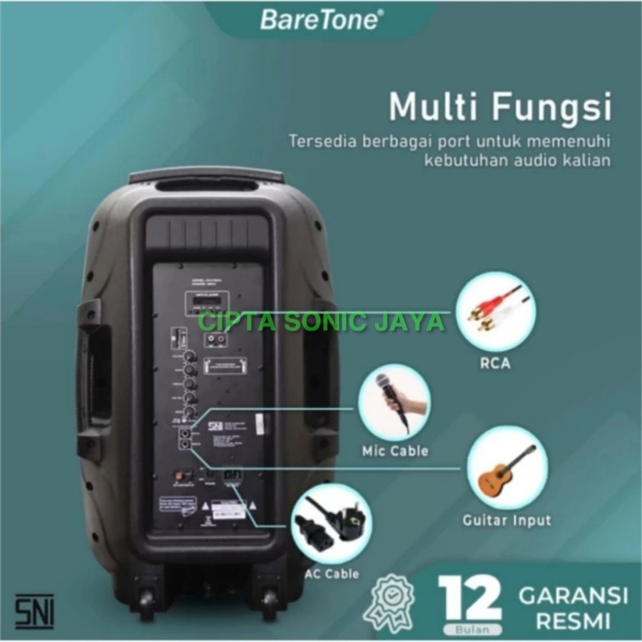 Portabel Speaker wireless 15 inch BareTone MAX 15 AL / MAX15AL / MAX 15AL bluetooth – ORIGINAL GARANSI RESMI