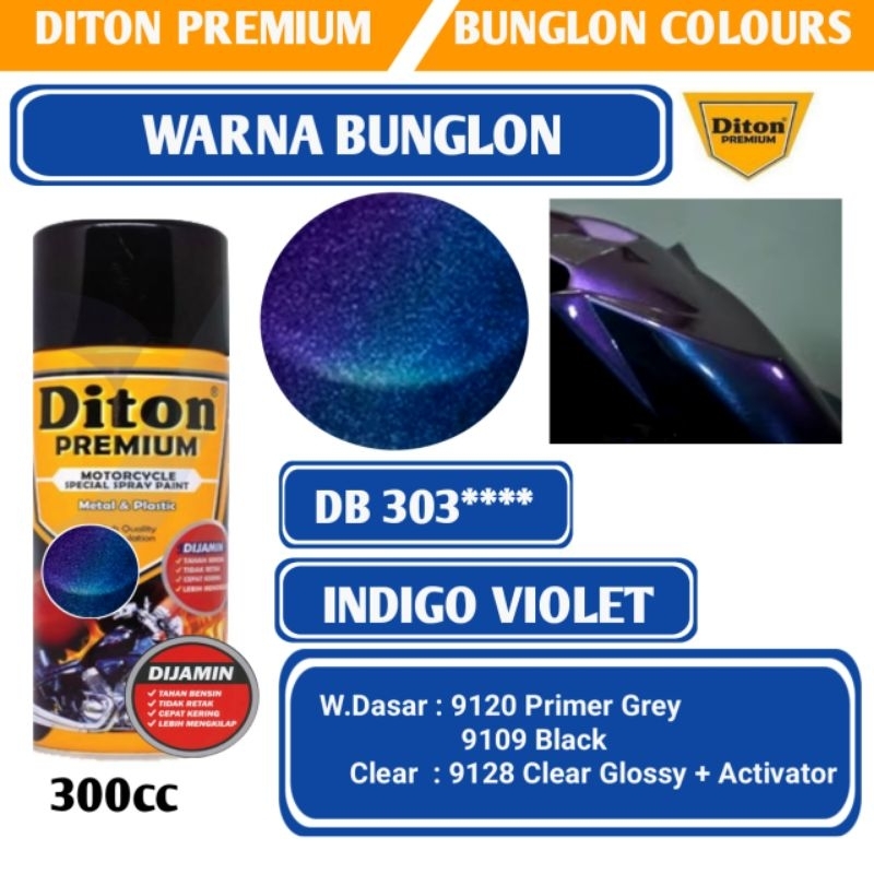DB303**** INDIGO VIOLET BUNGLON COLORS DITON PREMIUM Pilok/cat semprot/cat aerosol/Diton premium