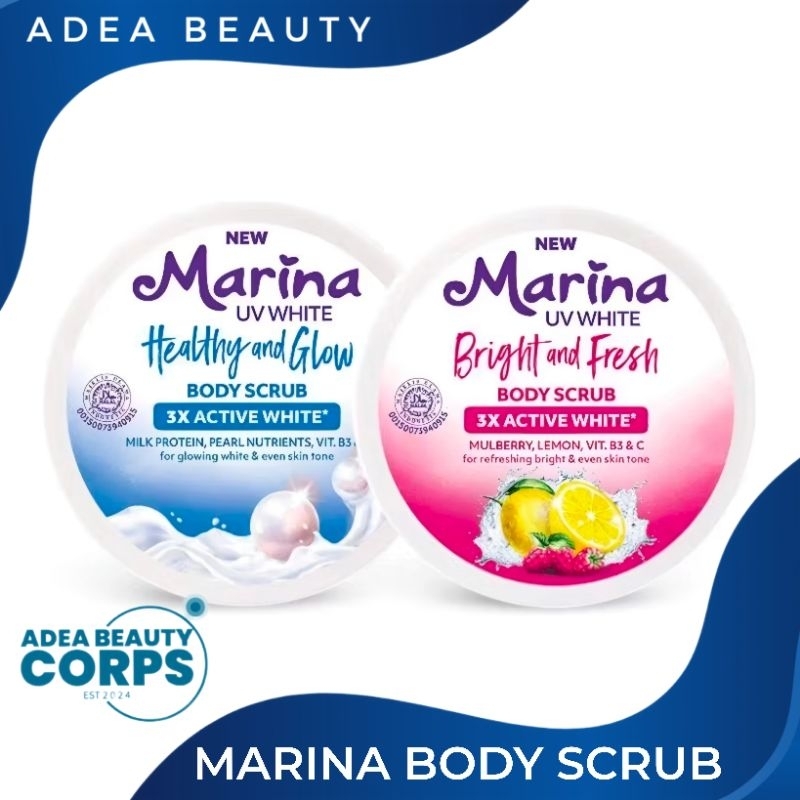 [ADEA] MARINA - UV White Body Scrub (185gr | 200gr) - MARINA BODY SCRUB - LULUR MARINA