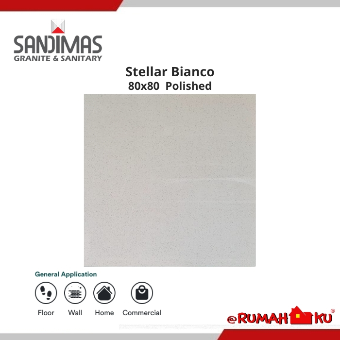 SANDIMAS LANTAI GRANIT STELLAR BIANCO 80X80 1dus isi 3pcs =1.92m²