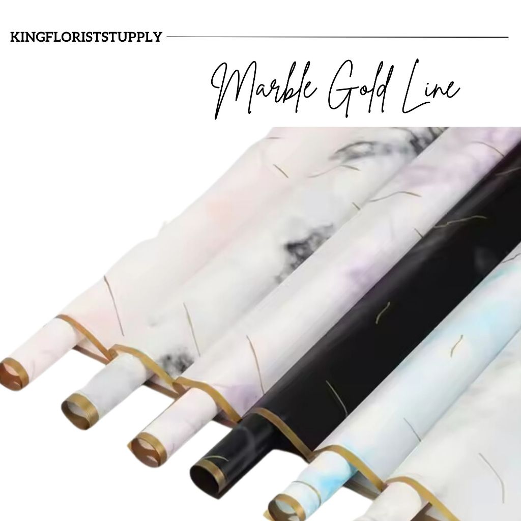 

Kertas Pembungkus Motif Marble Gold Line Wrapping Paper Kertas Buket Kertas Kado Waterproof