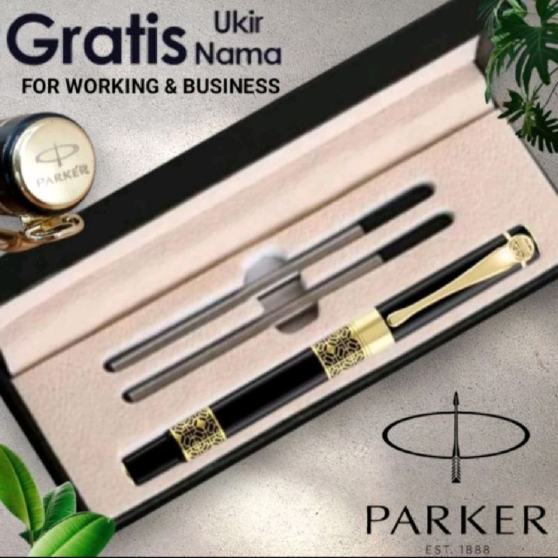 

Pulpen Giftset Exlusive 2in1 Roller Ball 2 Refill Parker Gratis Grafir Nama/Logo
