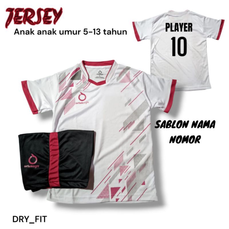 BAJU BOLA ANAK ANAK JERSEY VOLI FUTSAL SEPAK BOLA CUSTOM SABLON NAMA NOMOR