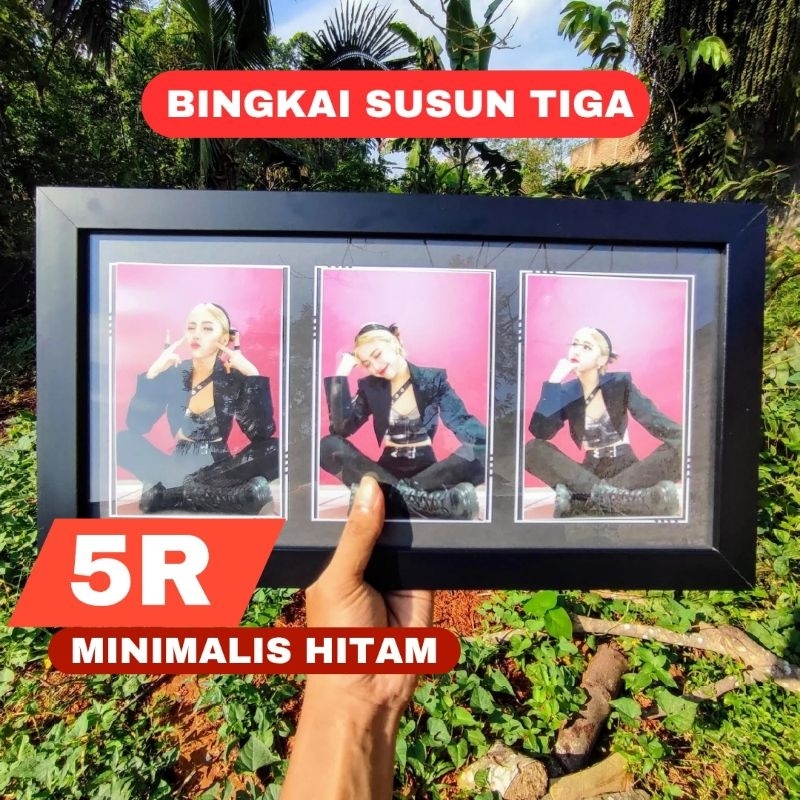BINGKAI 5R SUSUN TIGA / FRAME PIGURA FOTO 5R TINGKAT TIGA MINIMALIS HITAM