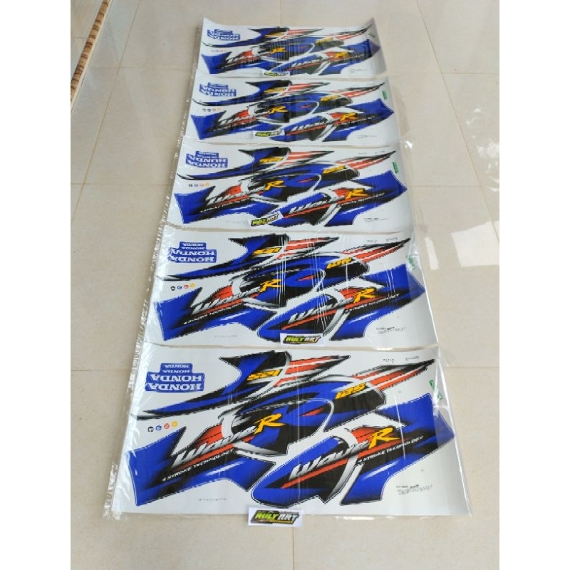 striping wave 125r karisma biru hitam