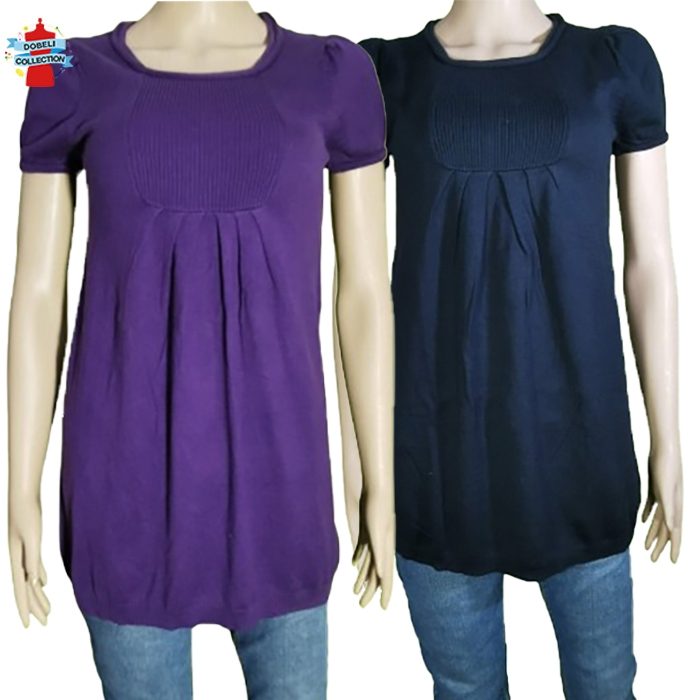 BLOUSE ATASAN TOP RAJUT WANITA KATUN UNGU ,HITAM DCAW-0056