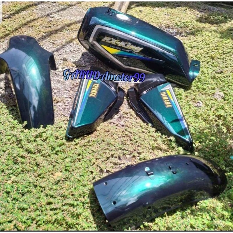 PAKET HEMAT RX KING HIJAU BOTOL TANGKI PRES PABRIKAN SET SPAKBOR DAN BOK AKI SEPASANG DETAIL ORIGINA