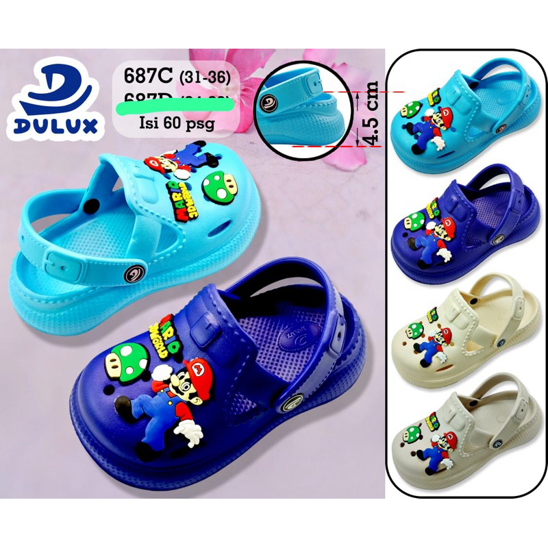 Sandal Mario Anak|Sandal Bakpao Mario Anak|Sandal Bakpao|Sandal Dulux|Sandal Anak Bahan Eva|