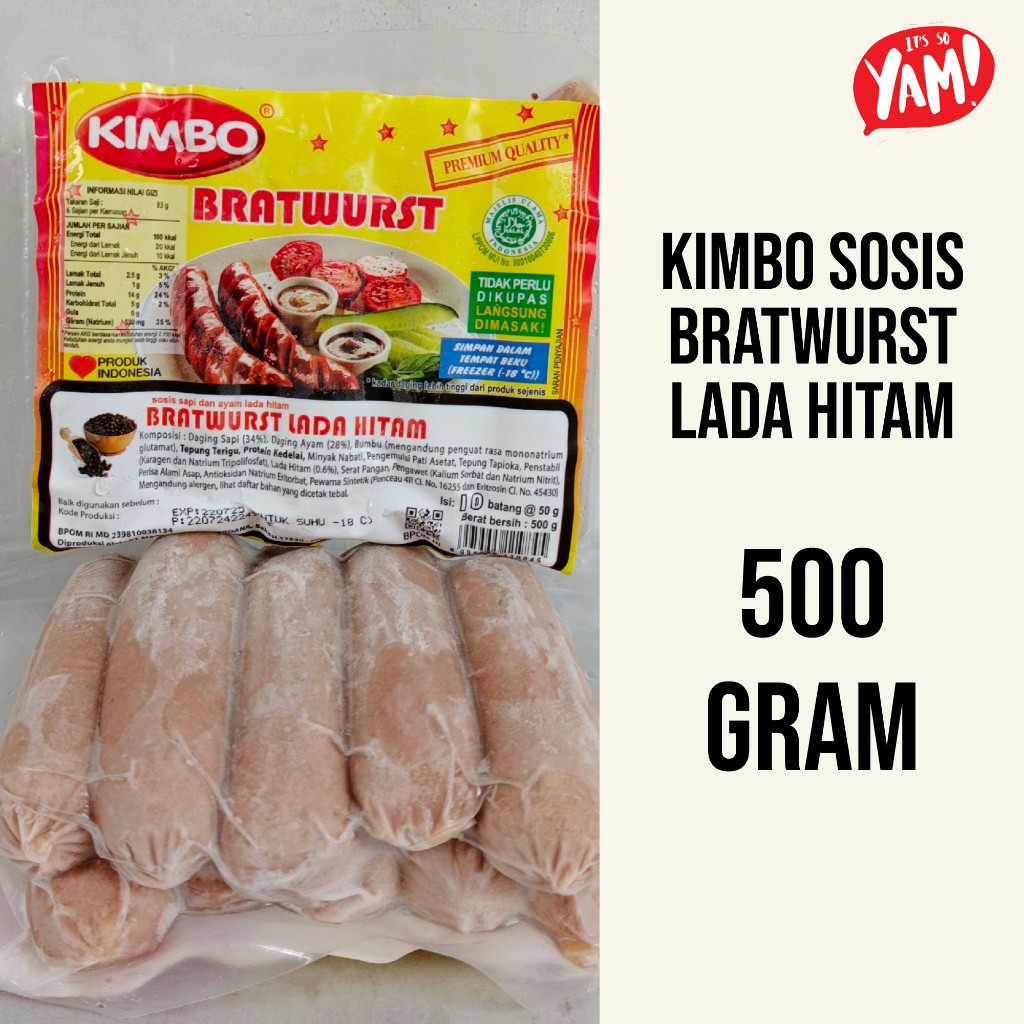 

SOSIS SAPI KIMBO BRATWURST LADA HITAM JUMBO PREMIUM 10 PCS FROZEN