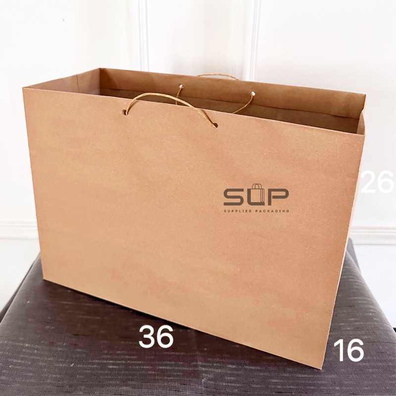 

PAPER BAG BOX SEPATU 36x26 SHOPPING BAG COKLAT POLOS PREMIUM