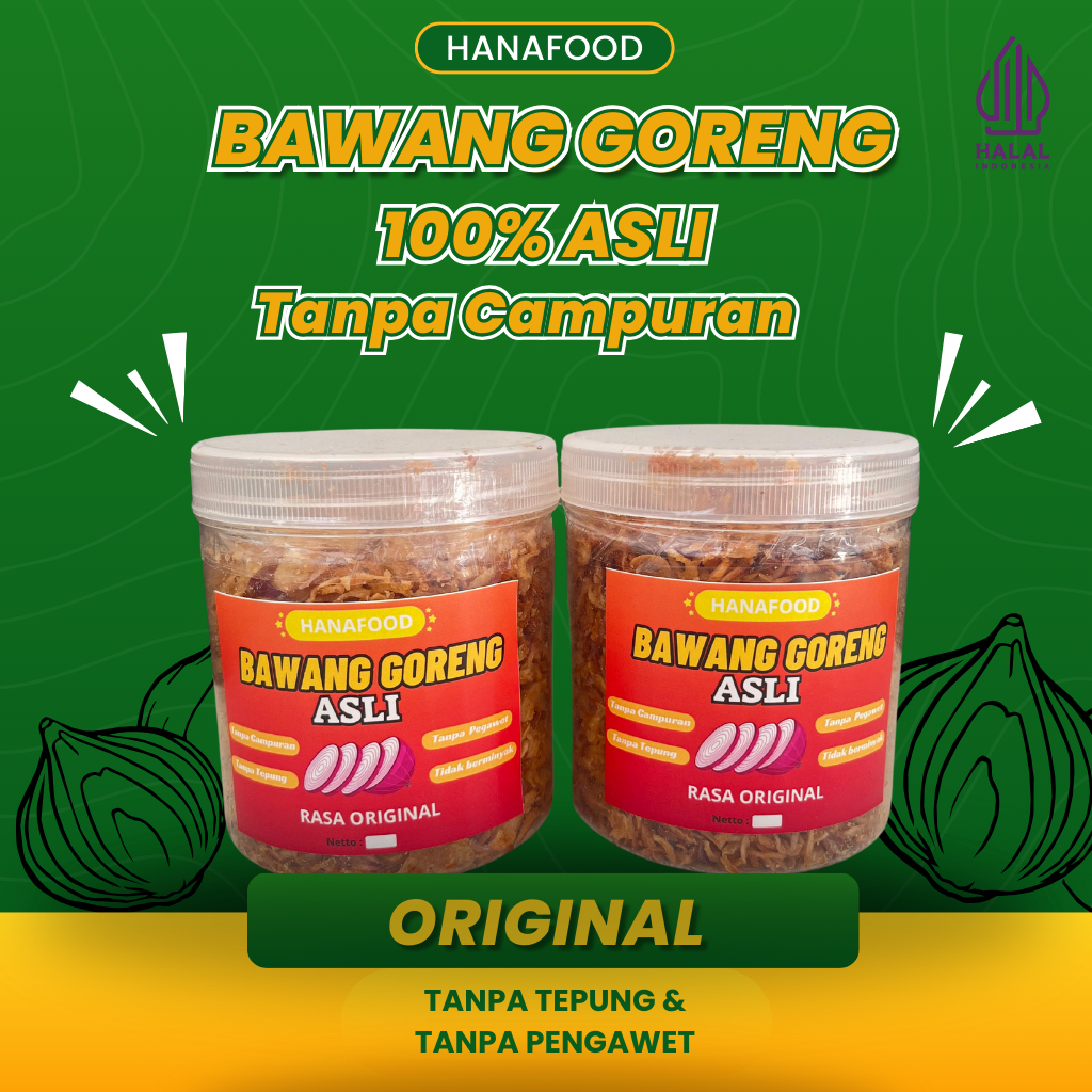 

BAWANG GORENG ASLI 100% TANPA CAMPURAN - KEMASAN TOPLES 200gram