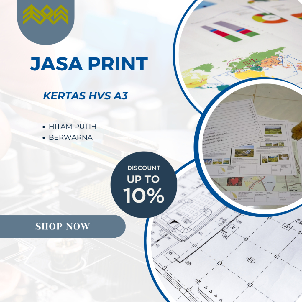 Print Kertas Hvs A3 Berwarna dan Hitam Putih