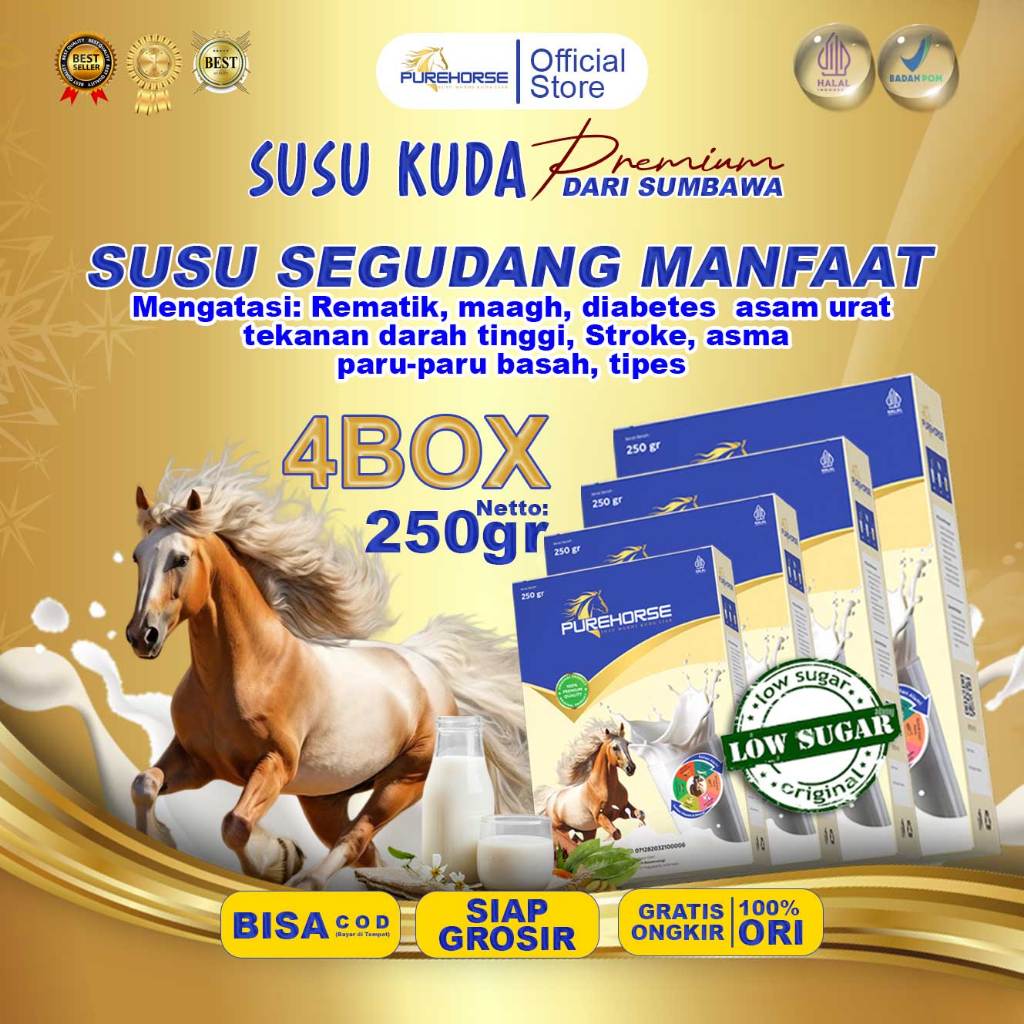 

Purehorse Susu Kuda Murni Untuk Asam Urat Tulang Dan Nyeri Sendi 100% Original paket 4