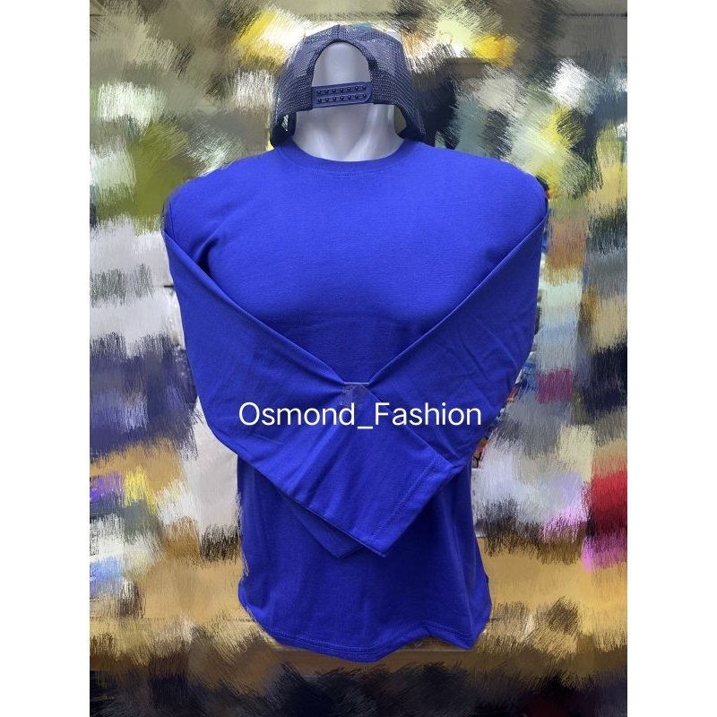 kaos polos combed 30s biru bca lengan panjang