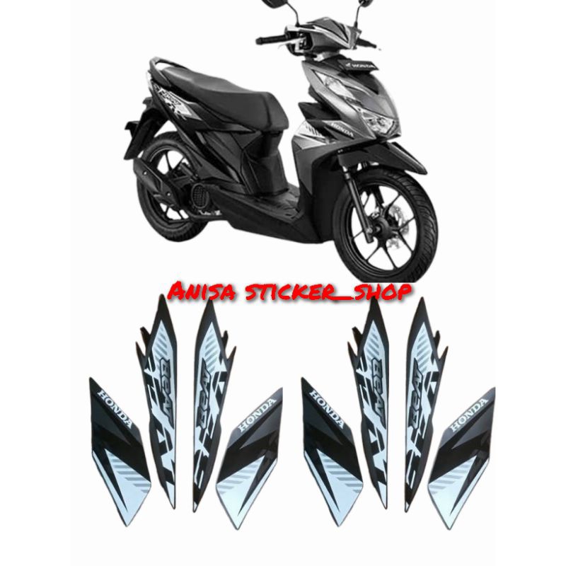 STRIPING STIKER POLET LIS BODY HONDA BEAT FI ESP 2023 HITAM SILVER BERKUALITAS