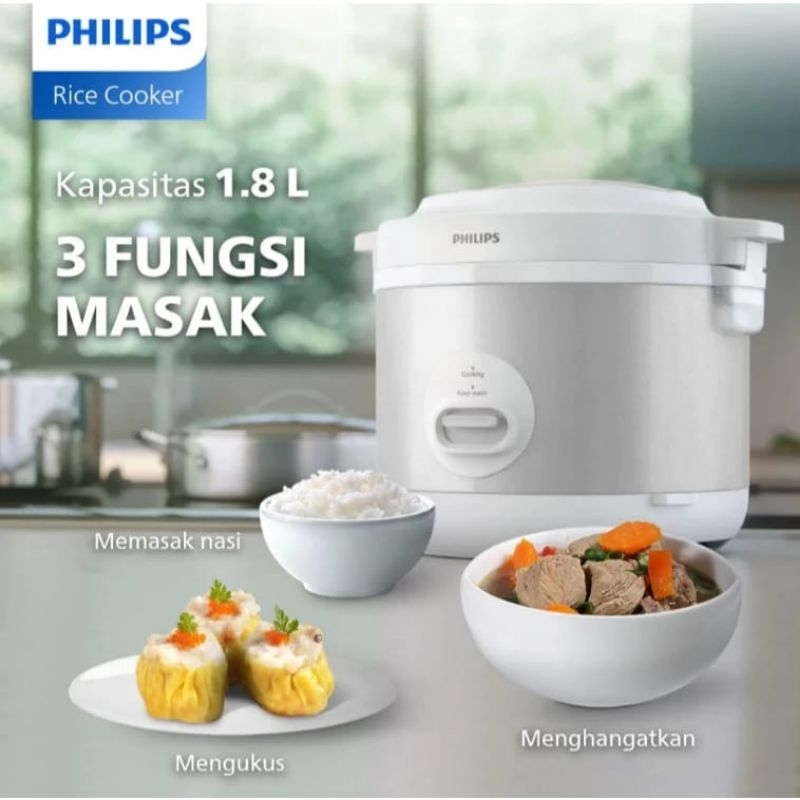 Rice cooker Philips Magic com philips Anti lengket penanak nasi philips 1.8 Liter HD3003