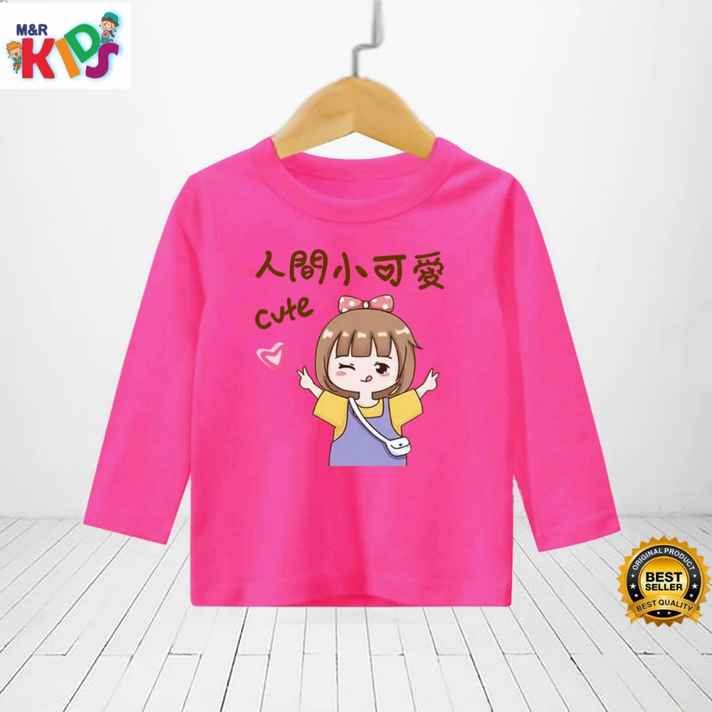 M&R Kids Kaos Anak Perempuan cute girl baju anak lengan panjang usia 1-12 tahun