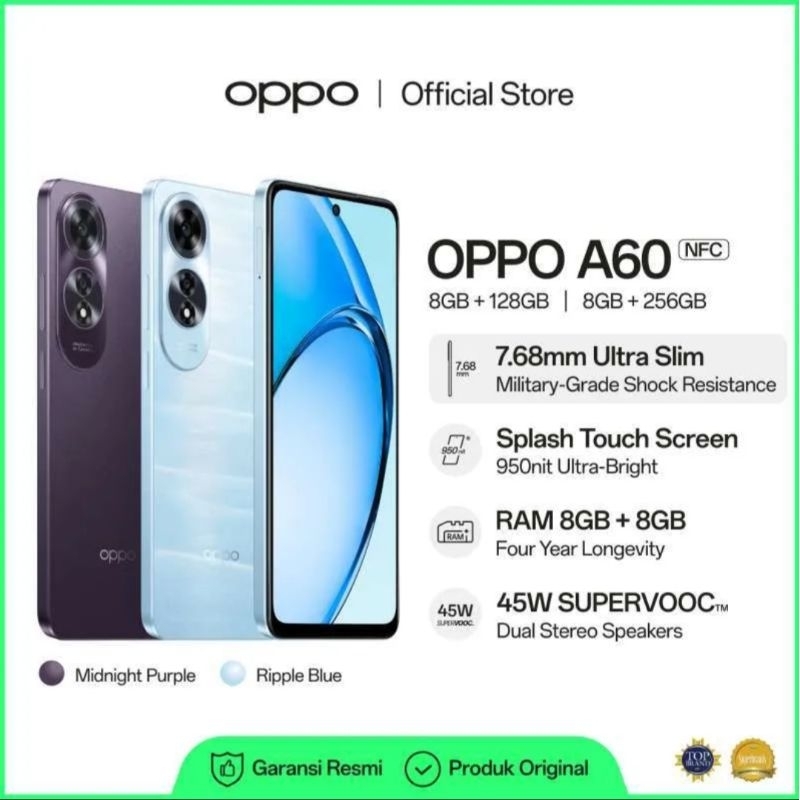 OPPO A60 (RAM 8+8/128) & (RAM 8+8/256)