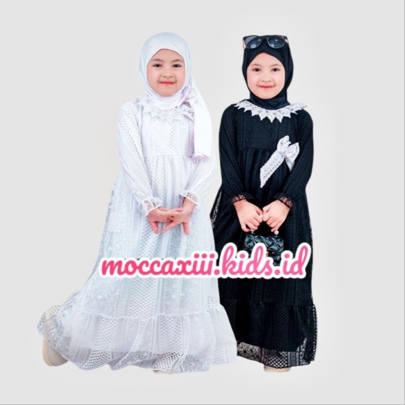 Gamis Anak Lebaran Viral Terbaru Warna Putih - Hitam - Maroon - Millo - Sage - Taro - Pink  - Gamis 