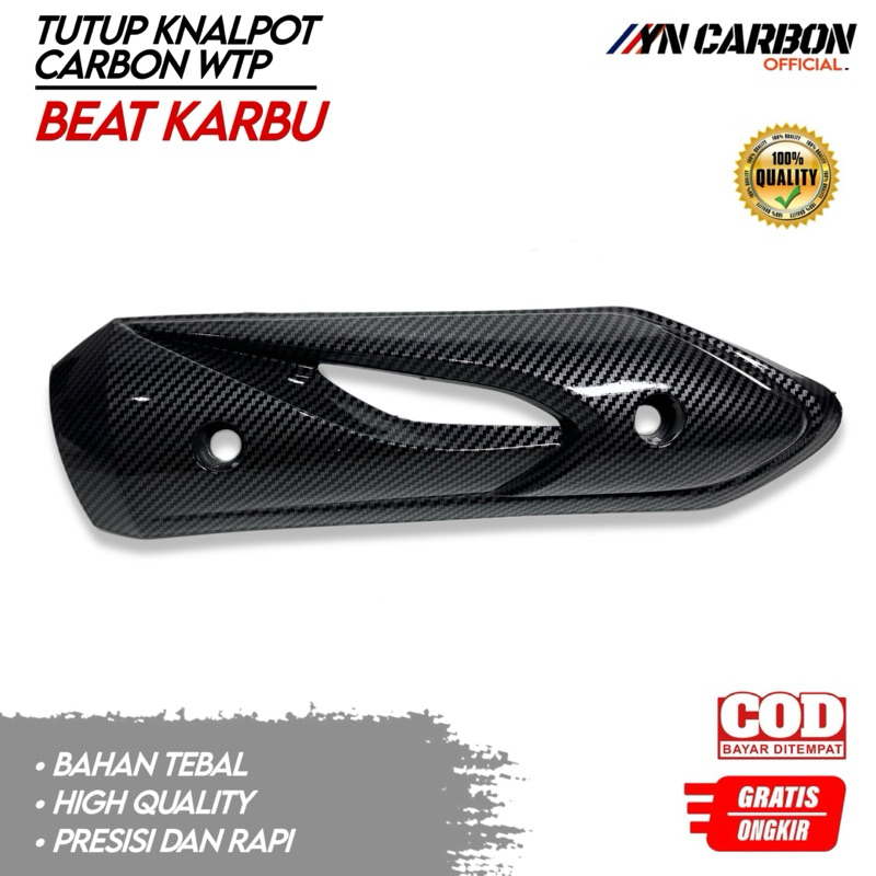Cover Tutup Tameng Knalpot Beat Karbu Carbon Gratis Baut Tameng Knalpot Beat Karbu Carbon  Gratis Ba