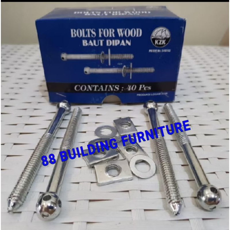 (1 BOX DUS KOTAK = 40 PCS) BAUT DIPAN DIVAN DIFAN BESI PUTIH CHROME KILAP TENGKORAK 4" 4 inch / SEKR