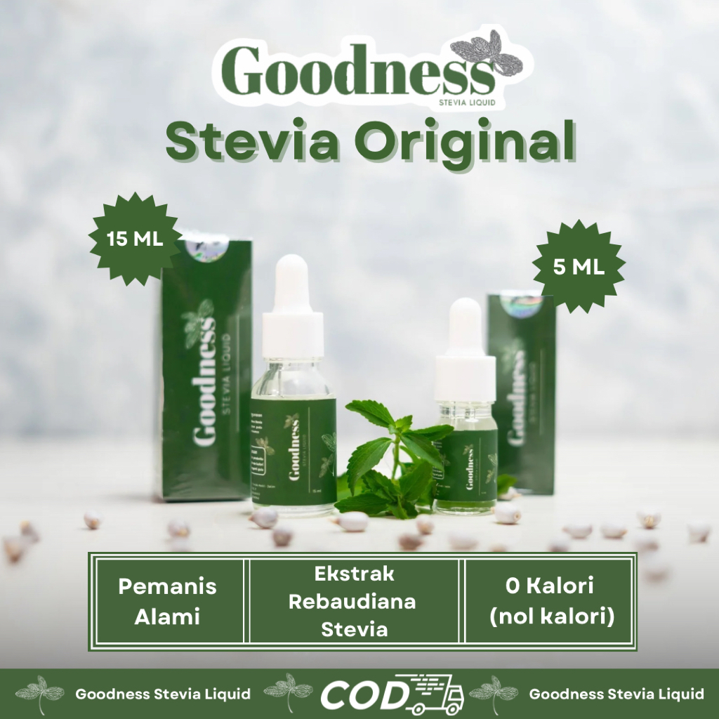 

Goodness Stevia Paket Lengkap 5ml 15ml | Pemanis Stevia Alami 0 Kalori | Diet & Diabetes