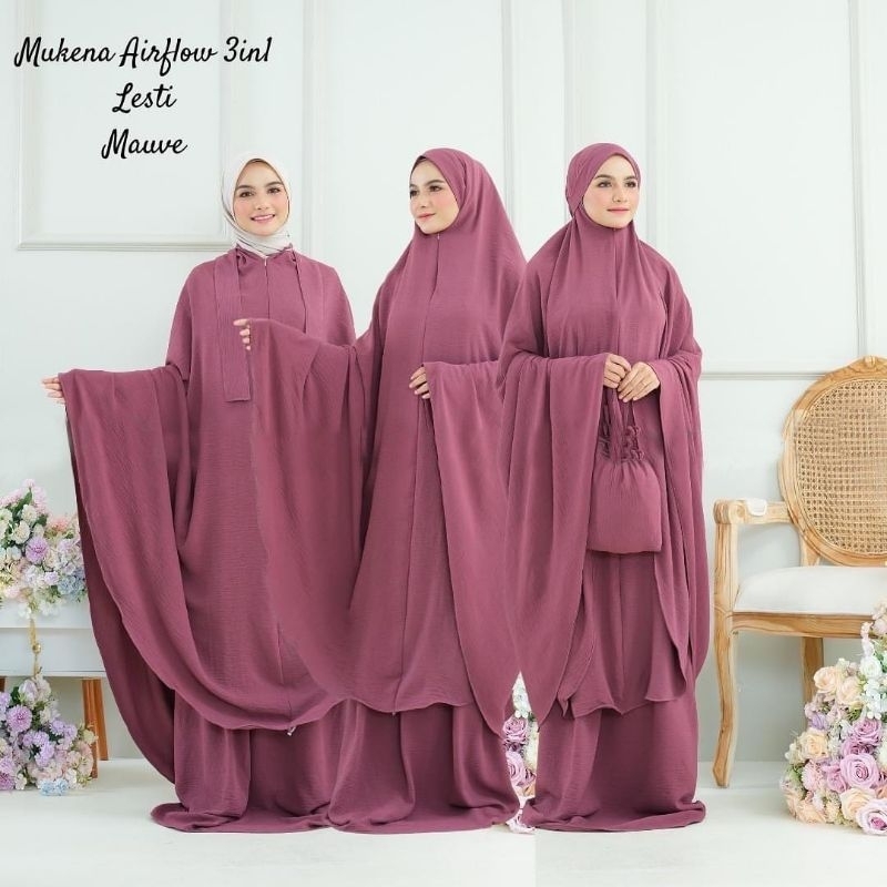 MUKENA TAS POLOS JUMBO CRINKLE AIRFLOW - MUKENA 3 IN 1 HIJAB KEKINIAN - MUKENA DEWASA VIRAL AIRFLOW