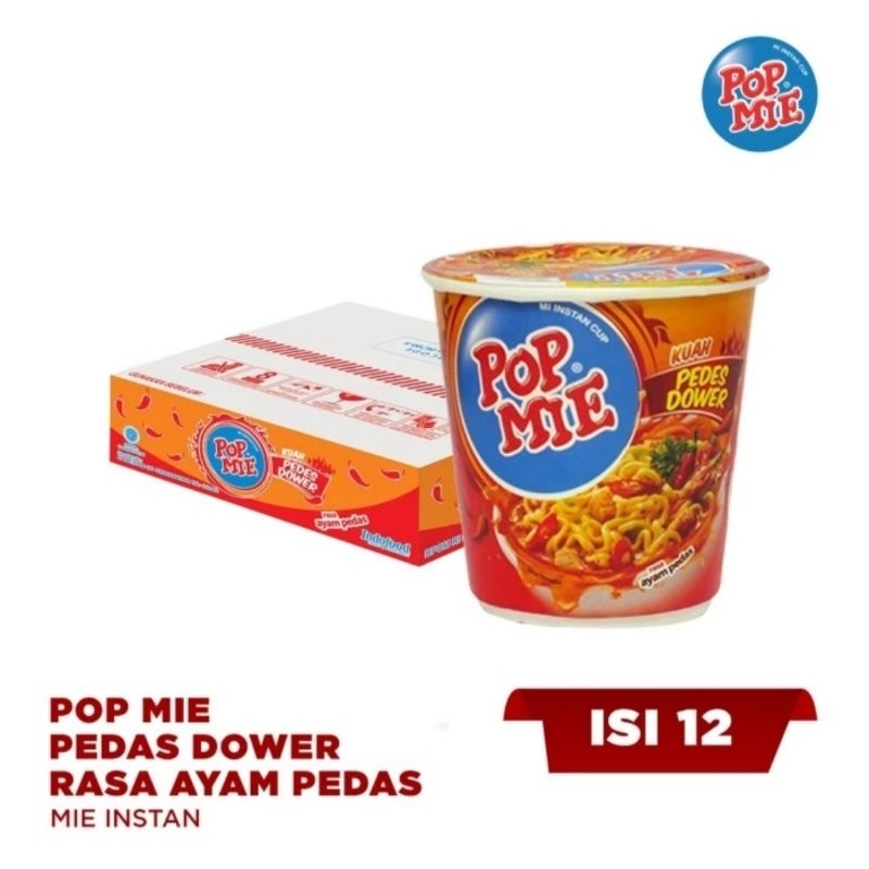

1 Ctn isi 12 - Pop mie Pedas Dower rasa ayam pedas