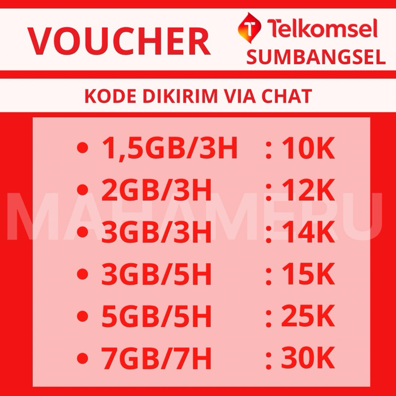 Voucher Telkomsel paket data Sumbangsel