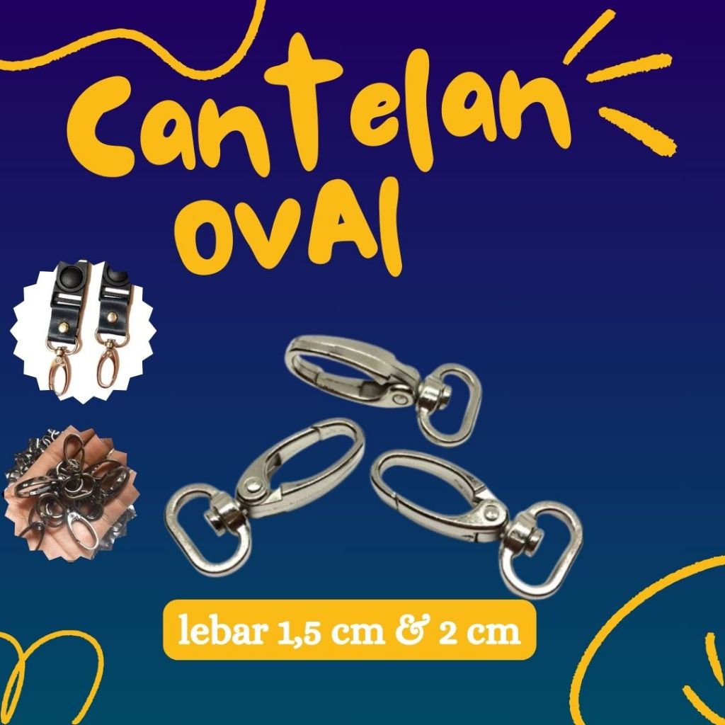 

Cantelan Oval Tali Id card Kew Kew Gantungan Pengait Besi 1,5cm dan 2cm
