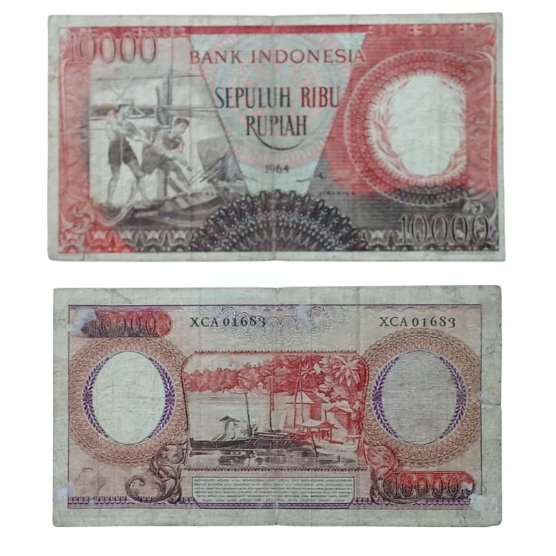 Uang Kuno 10000 Rupiah Tahun 1964 Seri Pekerja Merah