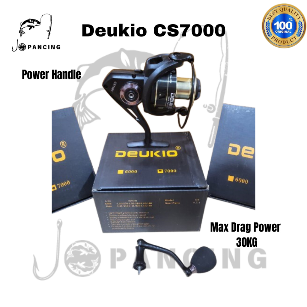 Reel Pancing DEUKIO CS7000 POWER HANDLE MAX DRAG 30KG Murah Kuat Katrol Mancing Umpan Ikan
