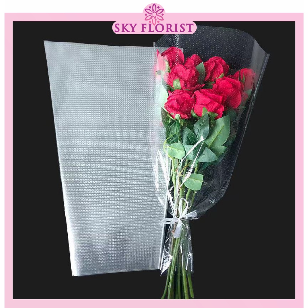 

50 lembar Single Flower Wrapping Cellophane Kertas Bunga Single Waterproof Transparant SF26