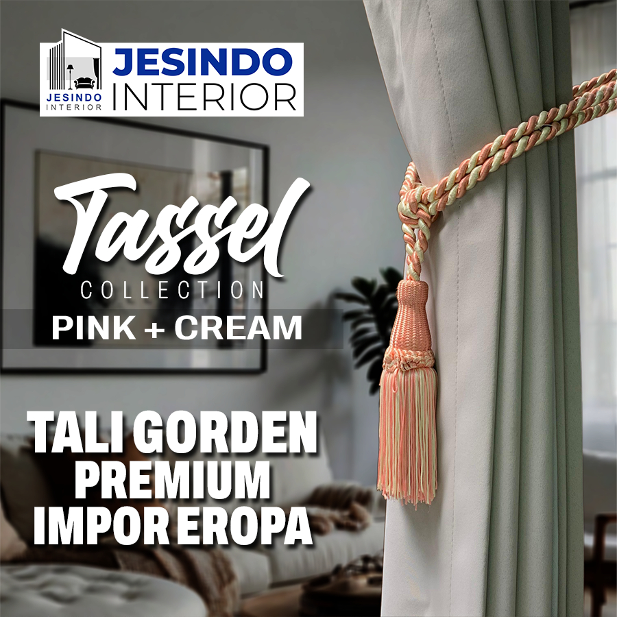 Tali Ikatan Gorden Gordyn Tassel Mewah Import Eropa Warna PINK + CREAM