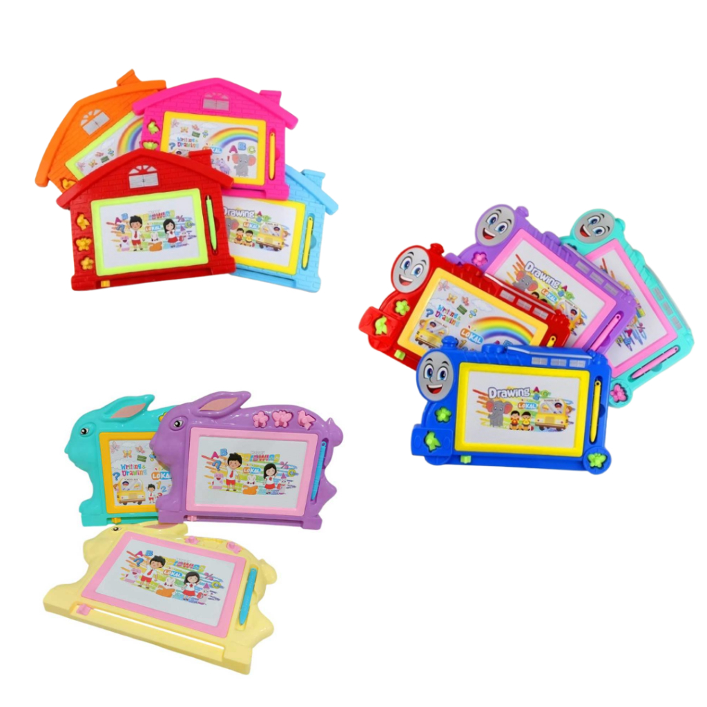 Mainan papan tulis magnet karakter kelinci thomas rumah