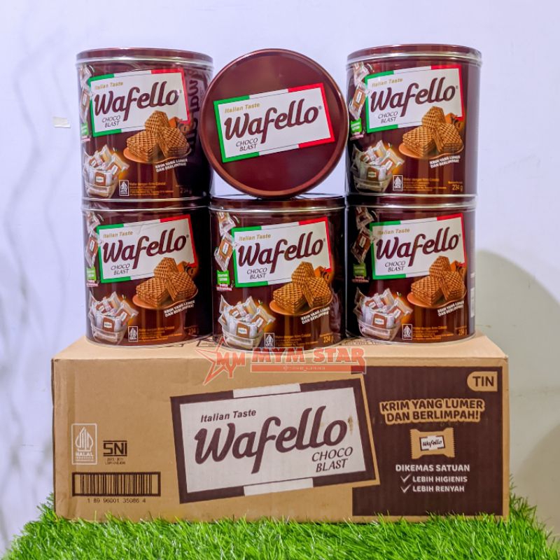 

(1 DUS) Wafello Choco Blast Wafer Rasa Cokelat Kaleng 234g isi 6